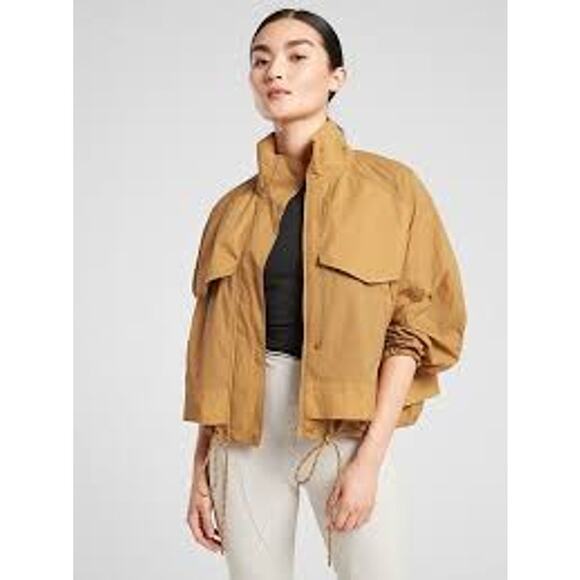 Athleta Jackets & Blazers - Athleta Canopy Parachute Rain Repellent Zip Up Jacket Size S Tuscan Gold